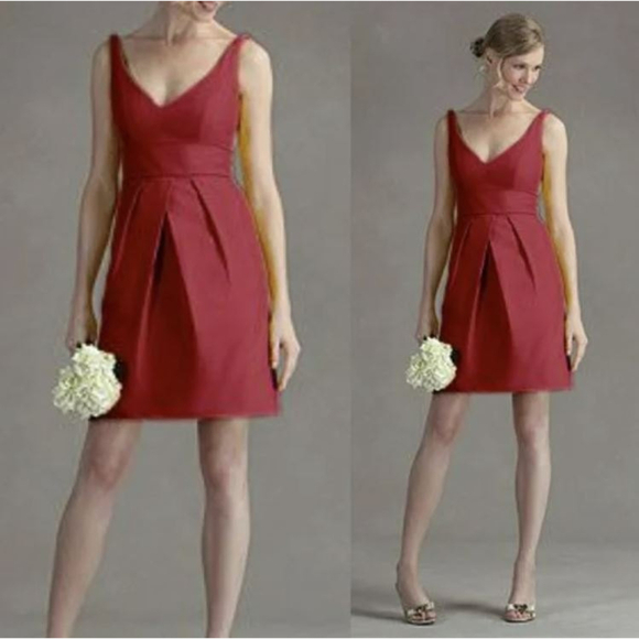 Jenny Yoo Pink Coral V Neck Sleeveless Fit and Flare Formal Cocktail Dress Sz 8 - Picture 1 of 11